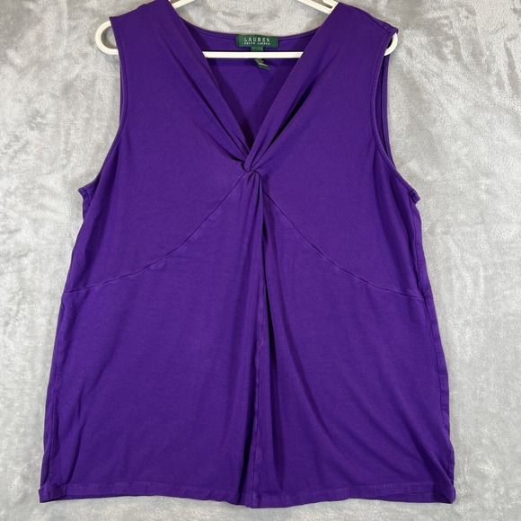 LAUREN RALPH LAUREN Twist Tank Top Purple Sleeveless Rayon Plus 2X - Picture 1 of 6